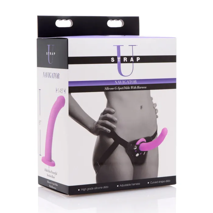 XR Brands Strap U Female Sex Toys Navigator Silicone GSpot Dildo With Harness XR Brands Strap U Female Sex Toys Navigator Silicone GSpot Dildo With Harness