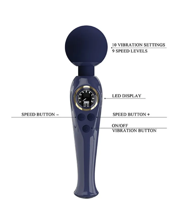Vibrators Pretty Love Skylar Led Digital Display Wand Blue Vibrators Pretty Love Skylar Led Digital Display Wand Blue