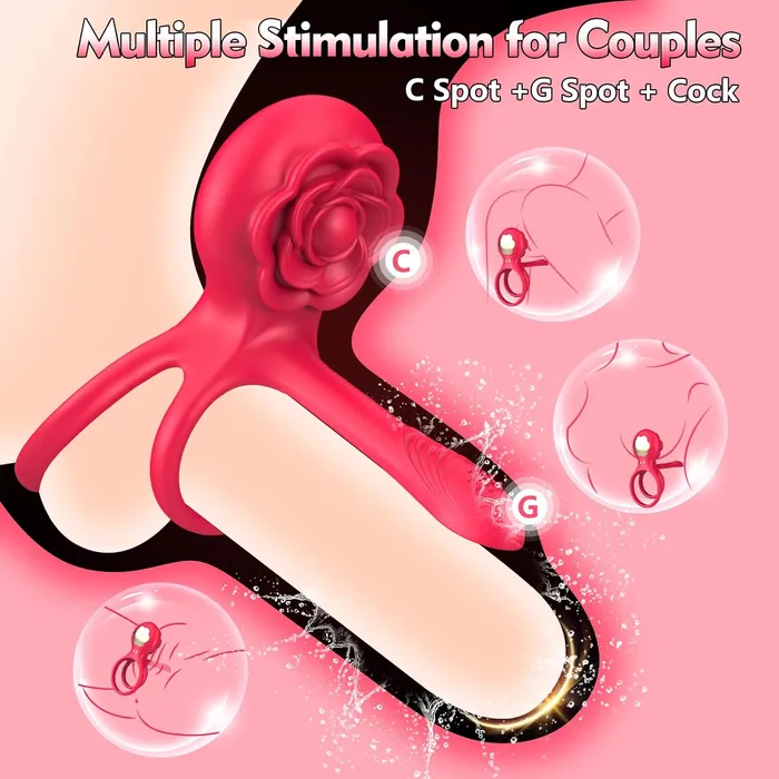 Male Sex Toys pllesch Vibrating Cock Ring Sex ToysDouble Penis Rings Adult Rose Toy with 10 Vibration Modes 6 Extra Sex Rings Penis Vibrator Gspot Clitoral Stimulator for Men Couple