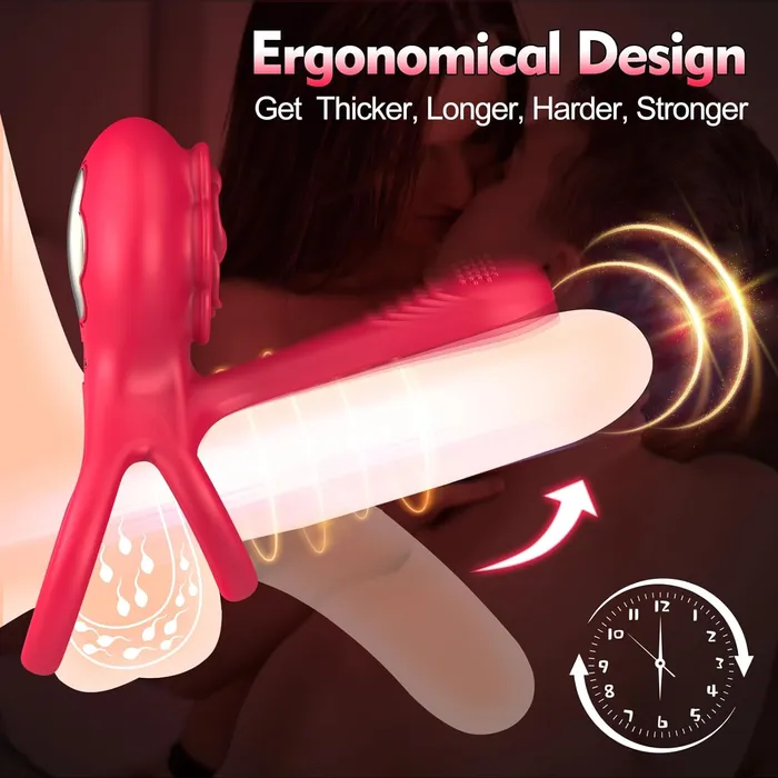 Male Sex Toys pllesch Vibrating Cock Ring Sex ToysDouble Penis Rings Adult Rose Toy with 10 Vibration Modes 6 Extra Sex Rings Penis Vibrator Gspot Clitoral Stimulator for Men Couple