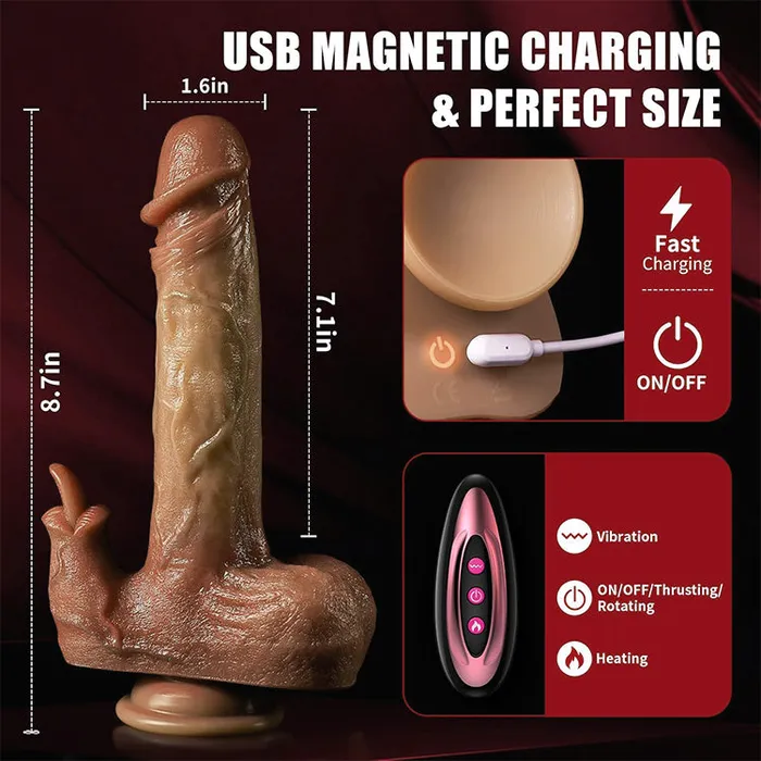 Oronova Female Sex Toys 7 inch 18cm Realistic Vibrating Dildo with Licking Heating