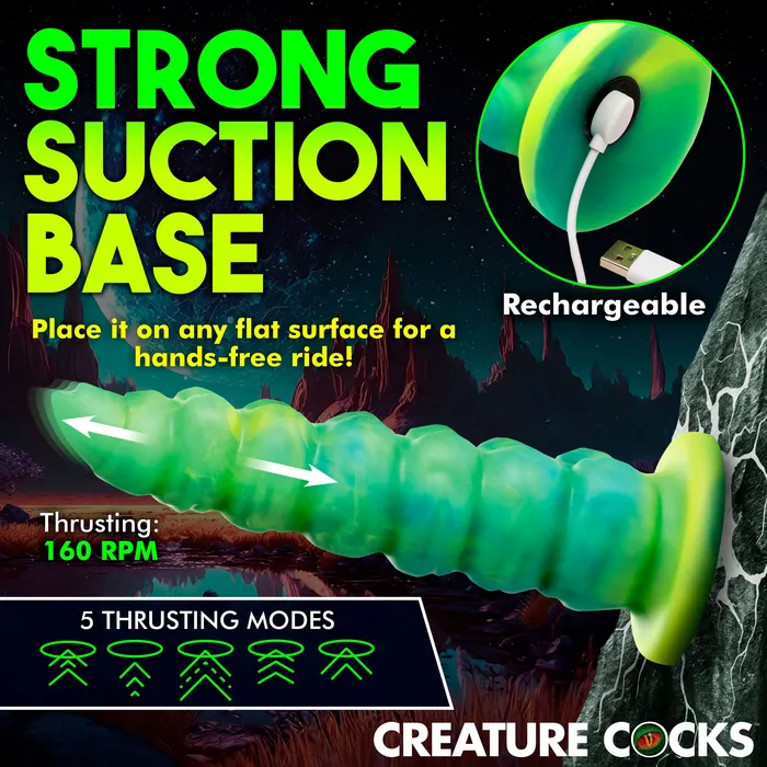 Creature Cocks Female Sex Toys Squirmer Thrusting and Vibrating Silicone Dildo