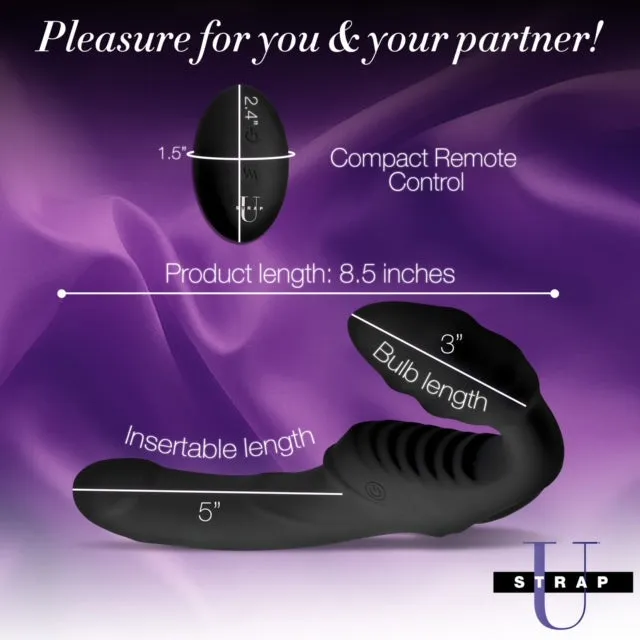 Strap U Pro Rider 9X Vibrating Silicone Strapless Strap On with Remote Control Female Sex Toys