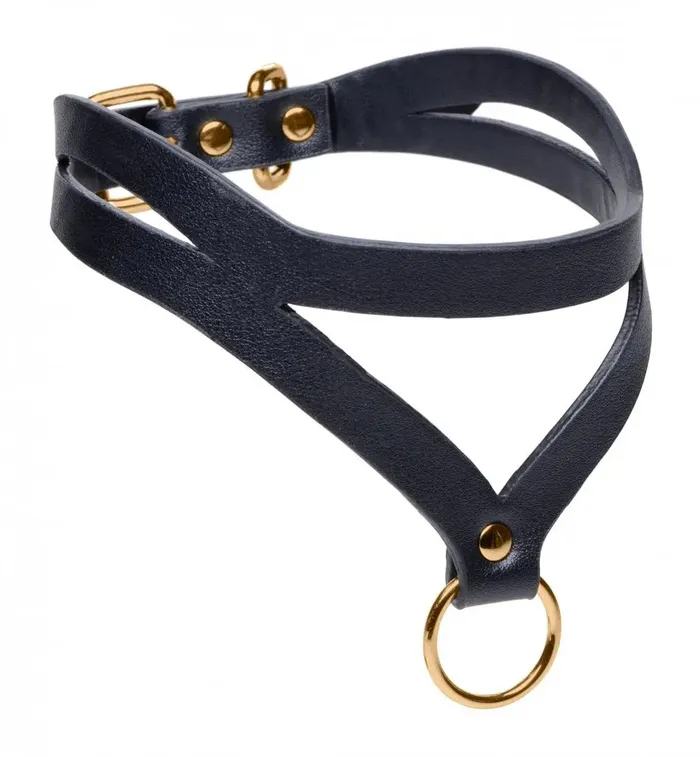 Couples XR Brands Bondage Baddie Black and Gold BDSM Collar with ORing