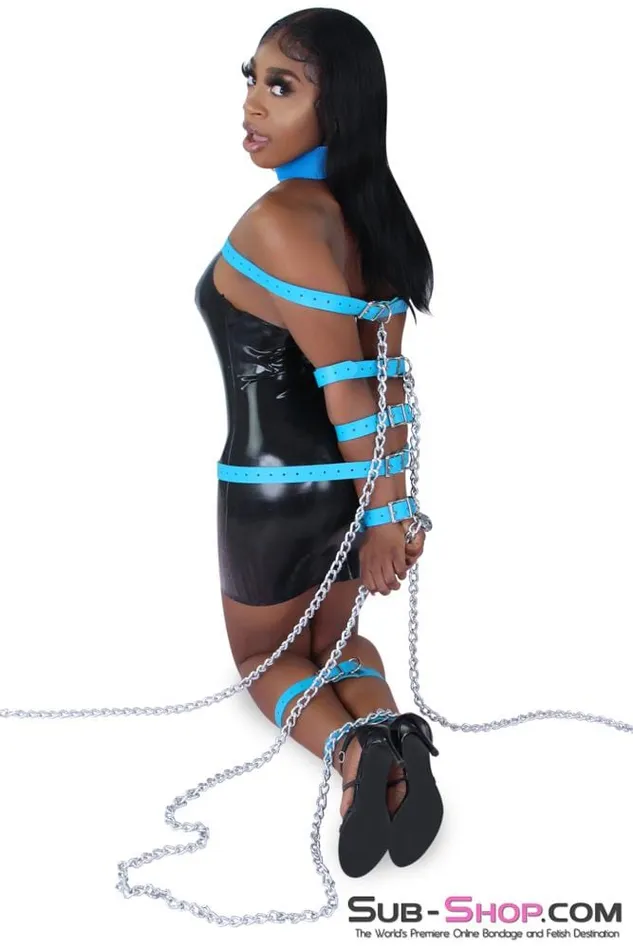 7284A Candy Blue Buckling Leather Bondage Straps Autumn Restraints