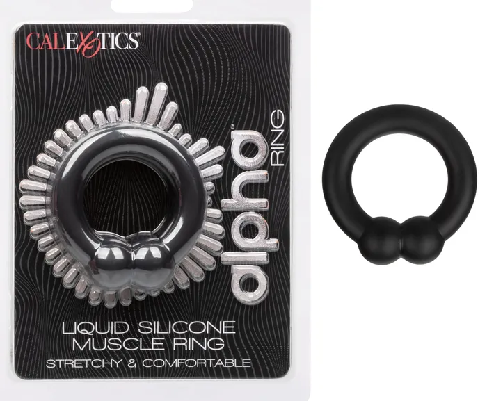 Alpha Liquid Silicone Muscle Ring Black CalExotics Male Sex Toys Alpha Liquid Silicone Muscle Ring Black CalExotics Male Sex Toys