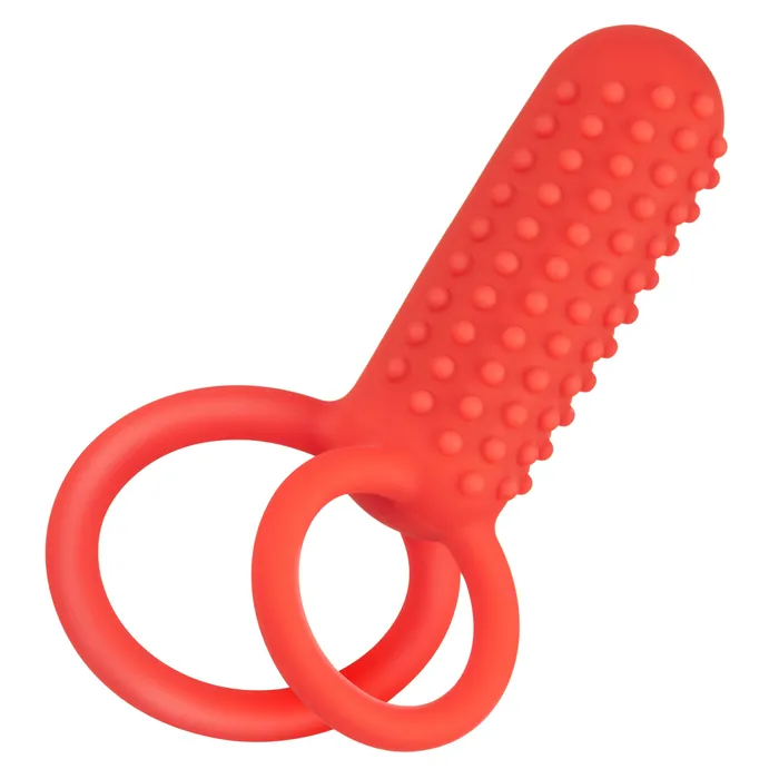 CalExotics Silicone Rechargeable Vertical Dual Enhancer Red Vibrators