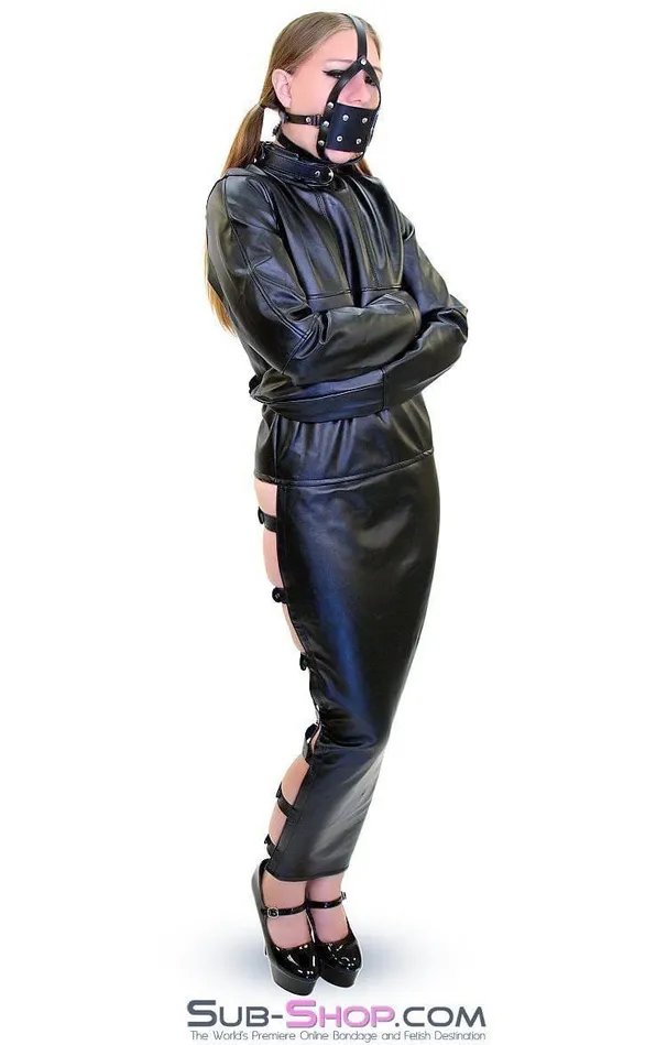 Male Sex Toys Idea 7850DL Captured Beauty Faux Leather Straitjacket with Leg Binder