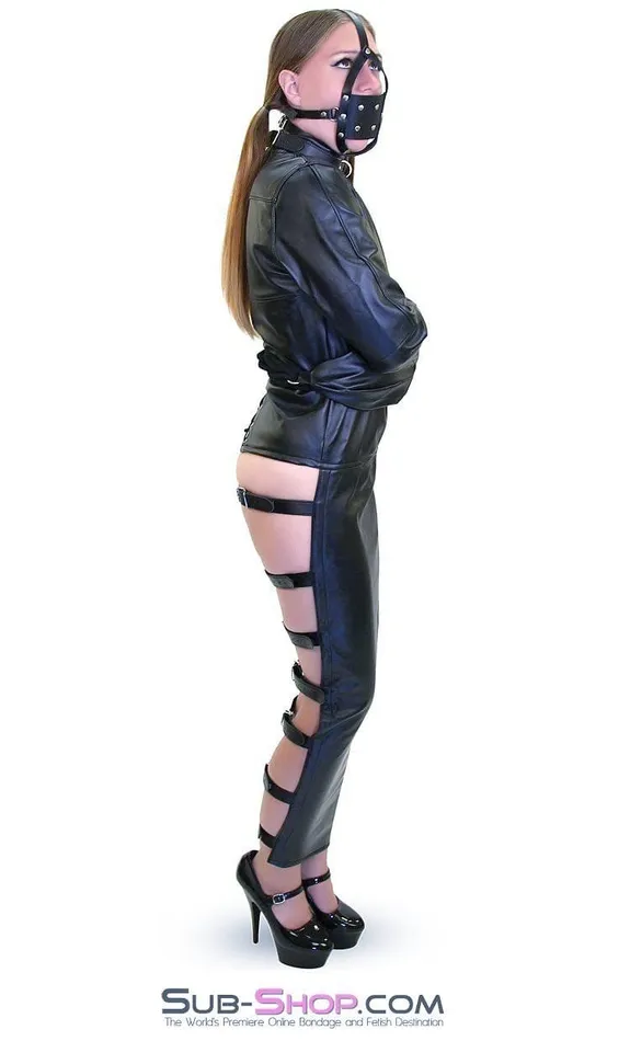 Male Sex Toys Idea 7850DL Captured Beauty Faux Leather Straitjacket with Leg Binder