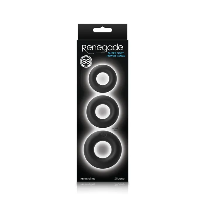 nsnovelties Male Sex Toys Renegade Super Soft Power Rings Black
